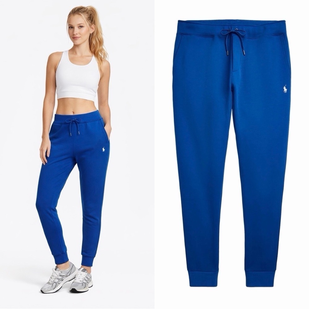 RALPH LAUREN Sweatpants Cobalt Blue High Rise Fleeced Joggers Sz S